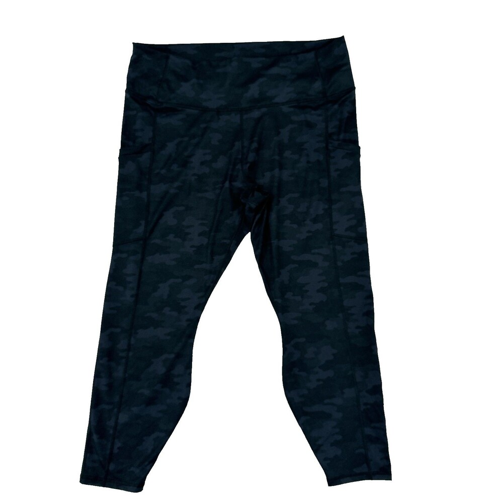 Fabletics PowerHold Camo Leggings Womens 3X Regular Dark Gray Pockets LG2045880